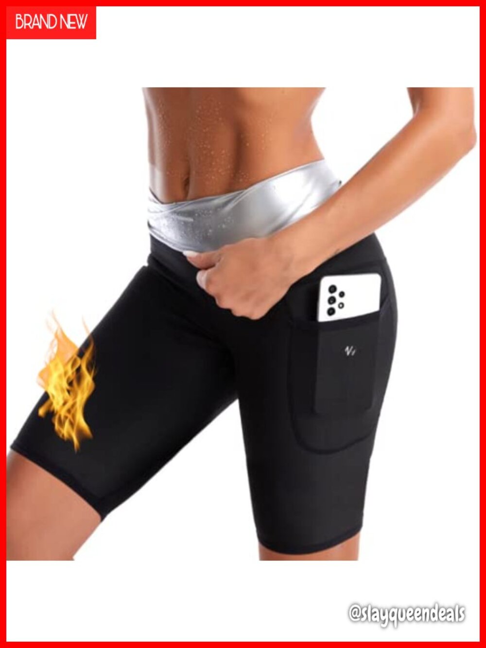 Sauna Sweat Suit Shapewear Shorts with Pockets Waist Trainer Gym Fitness